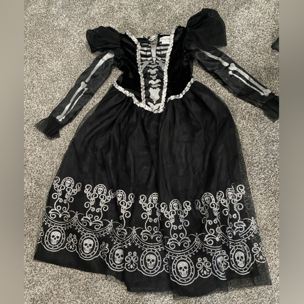 Chasing Fireflies Black and Silver skeleton costume Dress